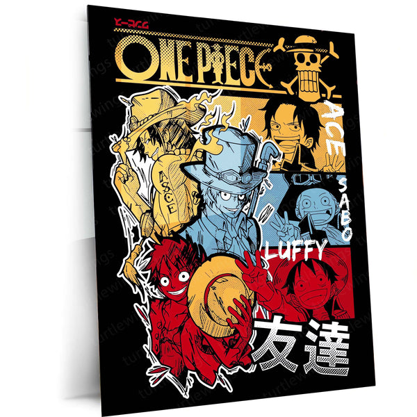 One Piece – Brothers of the Sea Metal Poster | Luffy, Ace & Sabo Wall Frame