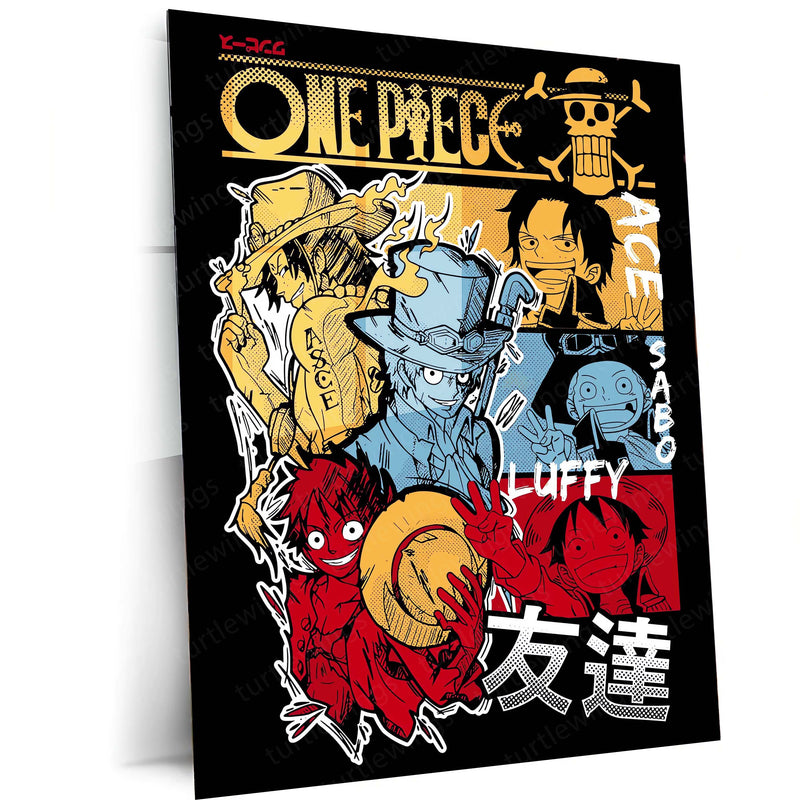 One Piece – Brothers of the Sea Metal Poster | Luffy, Ace & Sabo Wall Frame
