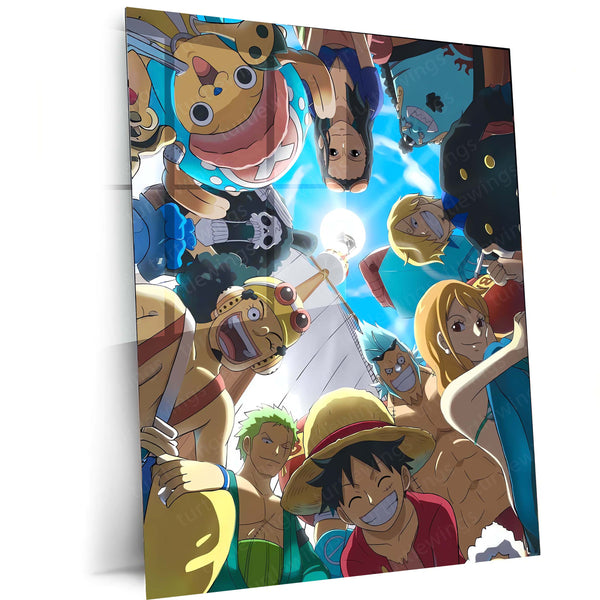 Anime Metal Poster | One Piece – Straw Hat Crew Circle View Metal Poster | Mugiwara Pirates Wall Frame
