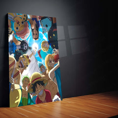 Anime Metal Poster | One Piece – Straw Hat Crew Circle View Metal Poster | Mugiwara Pirates Wall Frame