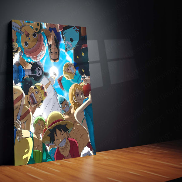 Anime Metal Poster | One Piece – Straw Hat Crew Circle View Metal Poster | Mugiwara Pirates Wall Frame