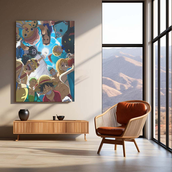 Anime Metal Poster | One Piece – Straw Hat Crew Circle View Metal Poster | Mugiwara Pirates Wall Frame