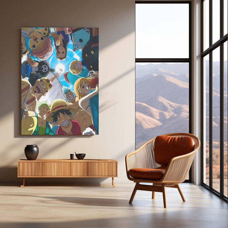 Anime Metal Poster | One Piece – Straw Hat Crew Circle View Metal Poster | Mugiwara Pirates Wall Frame