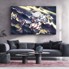 Anime Metal Poster | One Piece Luffy Gear 5 Lightning Form Metal Poster | Japanese Anime Wall Art | Metal Poster - TURTLEWINGS 