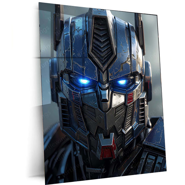 Optimus Prime Transformers – Cybernetic Close-Up Art Metal Poster | Sci-Fi Wall Frame