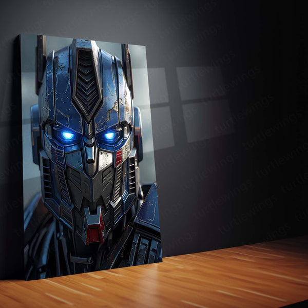 Optimus Prime Transformers – Cybernetic Close-Up Art Metal Poster | Sci-Fi Wall Frame