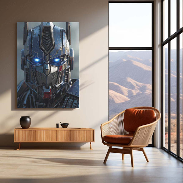 Optimus Prime Transformers – Cybernetic Close-Up Art Metal Poster | Sci-Fi Wall Frame