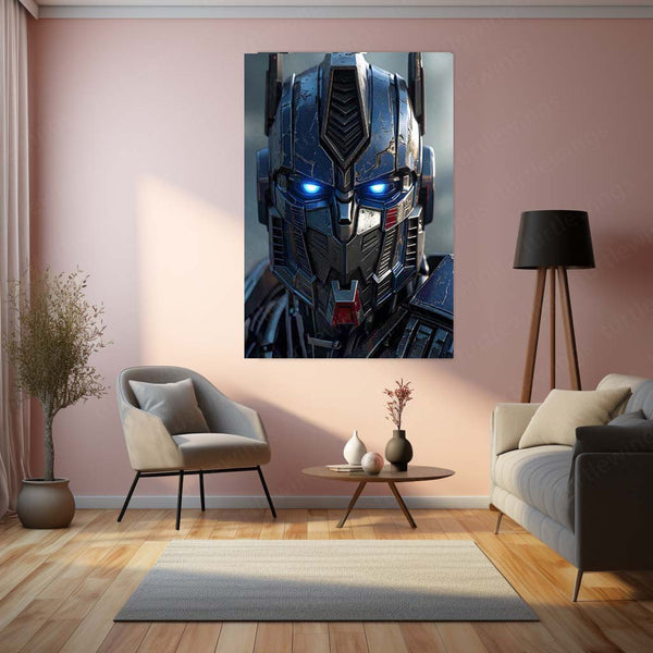 Optimus Prime Transformers – Cybernetic Close-Up Art Metal Poster | Sci-Fi Wall Frame