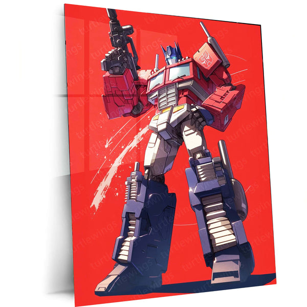 Optimus Prime Transformers – Classic Red & Blue Metal Poster | Autobots Wall Frame