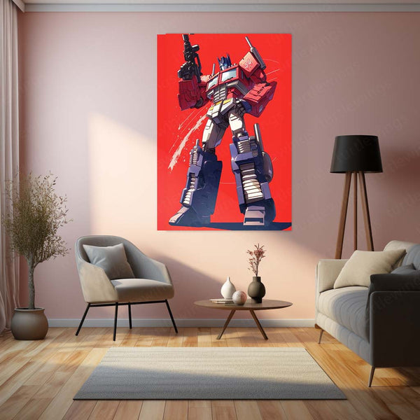 Optimus Prime Transformers – Classic Red & Blue Metal Poster | Autobots Wall Frame