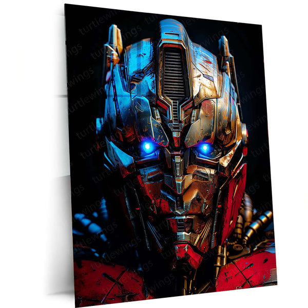 Optimus Prime Transformers – Battle-Worn Mech Portrait Metal Poster | Sci-Fi Wall Frame