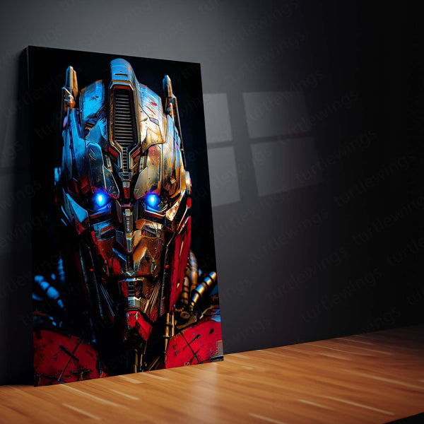 Optimus Prime Transformers – Battle-Worn Mech Portrait Metal Poster | Sci-Fi Wall Frame
