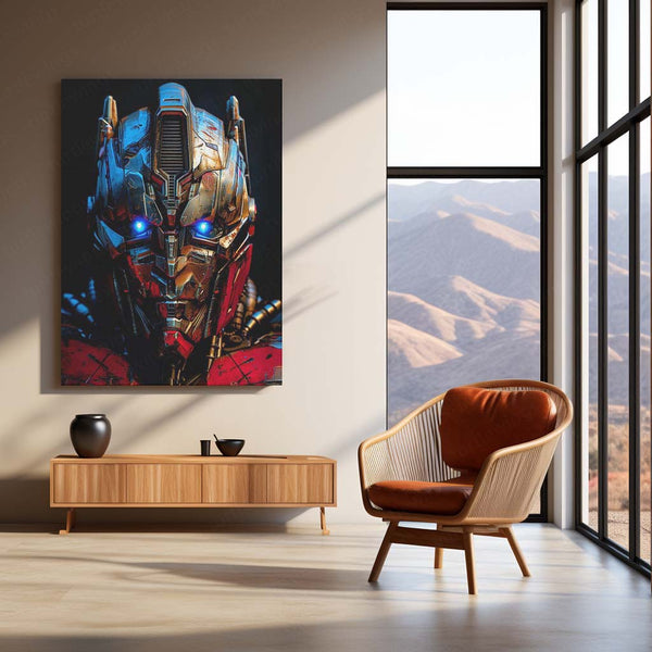 Optimus Prime Transformers – Battle-Worn Mech Portrait Metal Poster | Sci-Fi Wall Frame