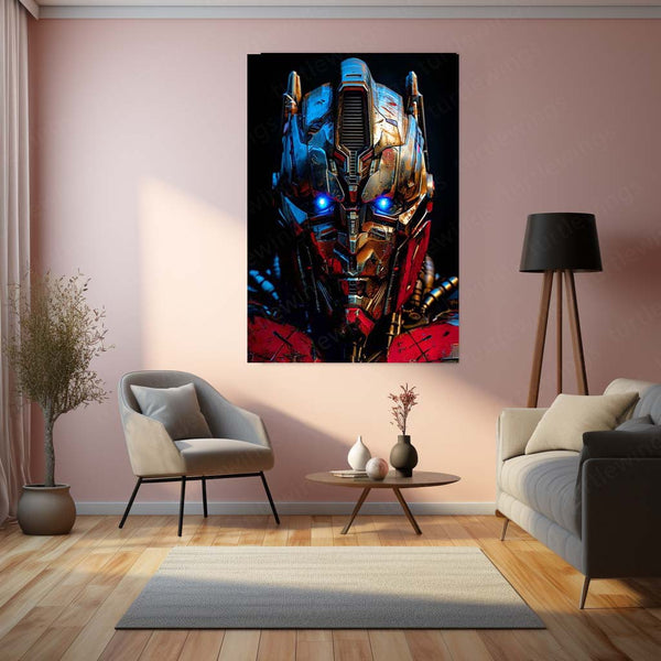 Optimus Prime Transformers – Battle-Worn Mech Portrait Metal Poster | Sci-Fi Wall Frame