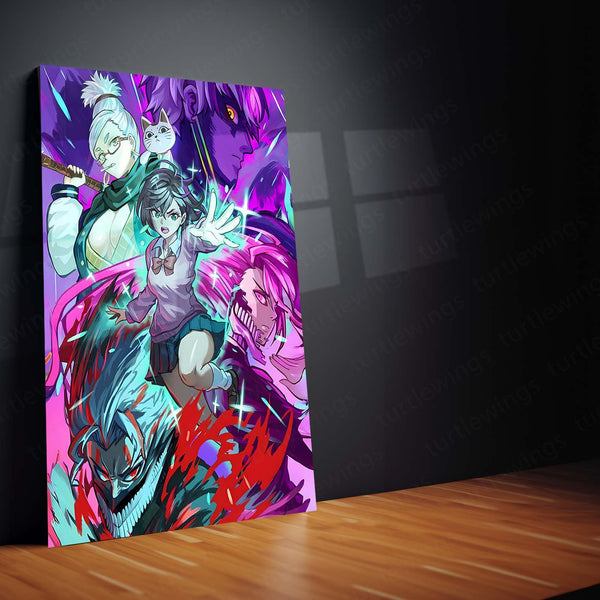 Anime Metal Poster | Original Anime Artwork – Battle Ensemble Cast Metal Poster | Epic Fantasy Wall Frame