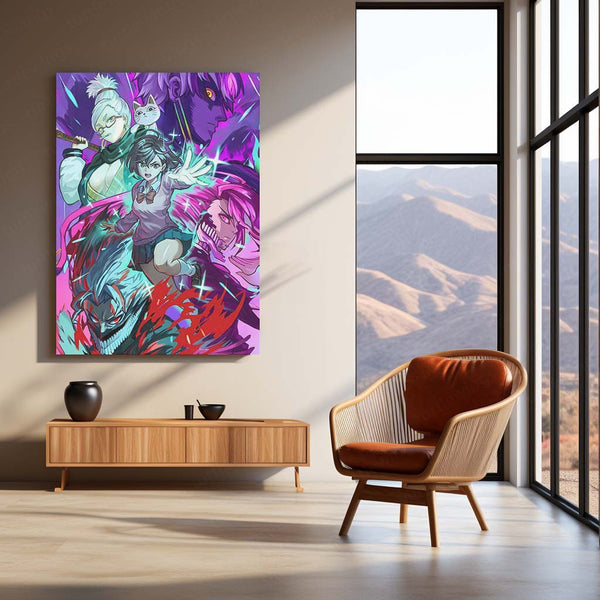 Anime Metal Poster | Original Anime Artwork – Battle Ensemble Cast Metal Poster | Epic Fantasy Wall Frame