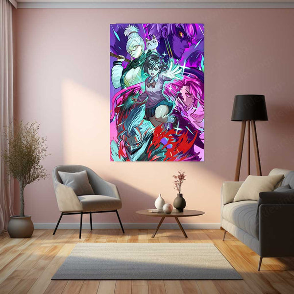 Anime Metal Poster | Original Anime Artwork – Battle Ensemble Cast Metal Poster | Epic Fantasy Wall Frame