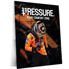 Quote Metal Poster | Oscar Piastri “Pressure Is My Comfort Zone” Metal Print | McLaren Formula Racing Wall Art | Motivational Motorsport Poster