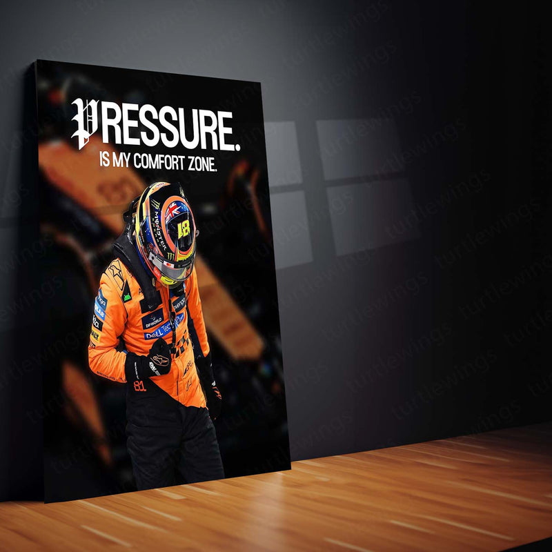 Quote Metal Poster | Oscar Piastri “Pressure Is My Comfort Zone” Metal Print | McLaren Formula Racing Wall Art | Motivational Motorsport Poster