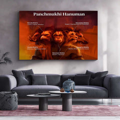 Panchamukhi Hanuman Metal Frame | Five-Faced Hanuman Wall Art | Spiritual & Protective Hindu Decor 01