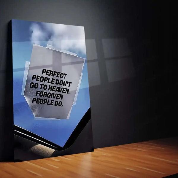 Quote Metal Poster | Perfect People Don’t Go to Heaven. Forgiven People Do. | Grace, Redemption & Faith Metal Frame - TURTLEWINGS 
