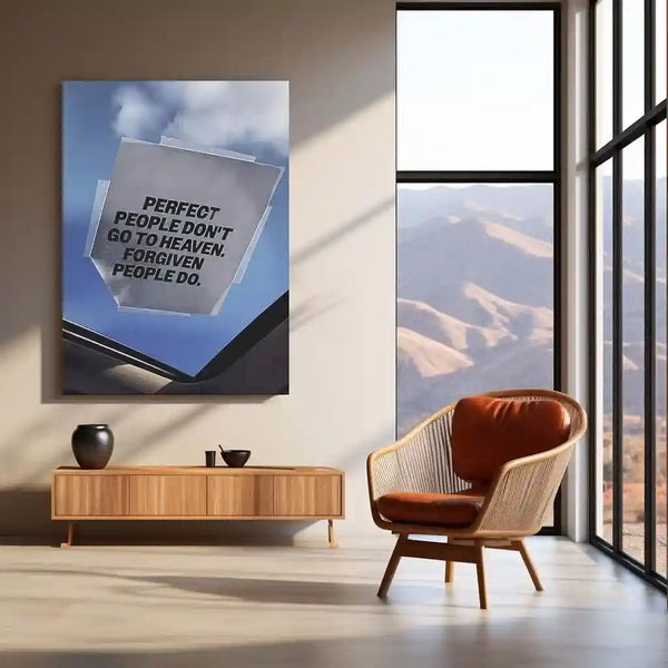 Quote Metal Poster | Perfect People Don’t Go to Heaven. Forgiven People Do. | Grace, Redemption & Faith Metal Frame - TURTLEWINGS 