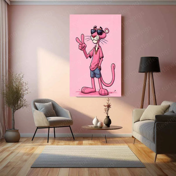 Pink Panther Metal Poster – Classic Cartoon Wall Art | Retro & Fun Aesthetic Decor - TURTLEWINGS 