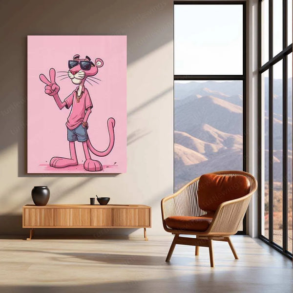 Pink Panther Metal Poster – Classic Cartoon Wall Art | Retro & Fun Aesthetic Decor - TURTLEWINGS 