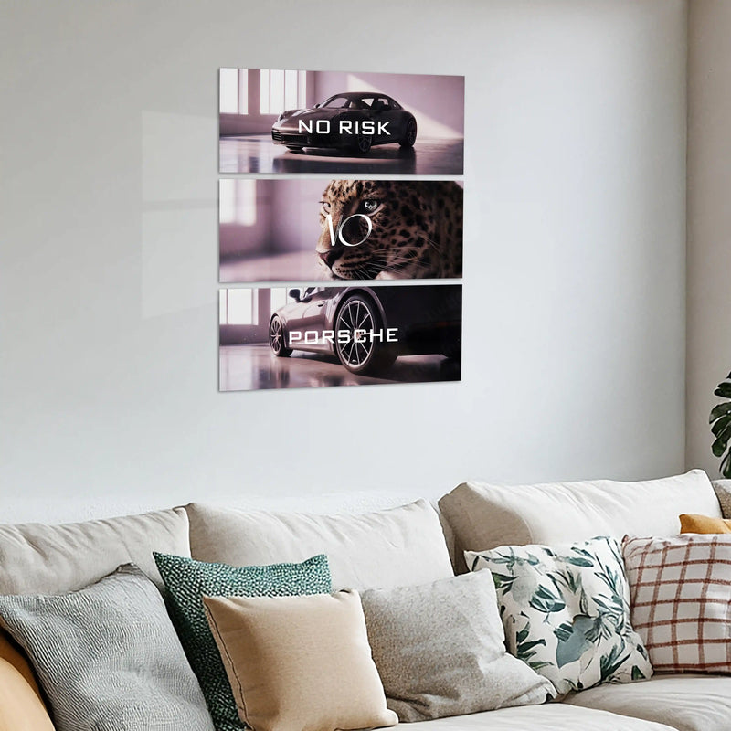 Motivational Metal Poster – Set of 3 | No Risk. No Porsche. | Luxury Hustle Wall Art - TURTLEWINGS 