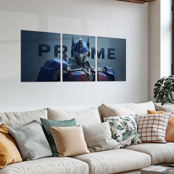 Movies & Series Metal Poster Set of 3 | Optimus Prime Transformers Triptych Wall Art