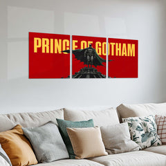 Superhero Metal Poster Set of 3 | Batman | Prince of Gotham Red Triptych Wall Art