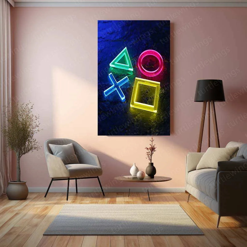 PlayStation Symbol Metal Poster | PS Logo Wall Art | Gamer Room Decor - TURTLEWINGS 