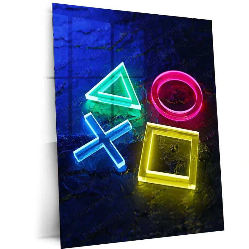 PlayStation Symbol Metal Poster | PS Logo Wall Art | Gamer Room Decor - TURTLEWINGS 