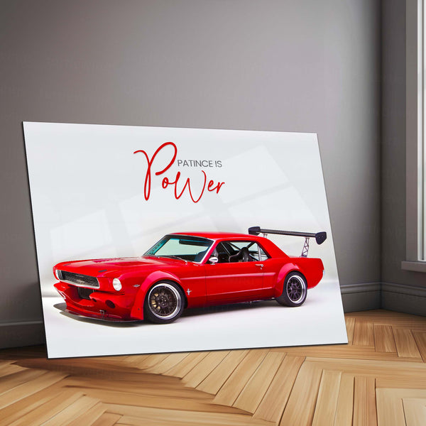 Patience is Power – Ford Mustang Fastback Metal Frame | Vintage Muscle Car Wall Art