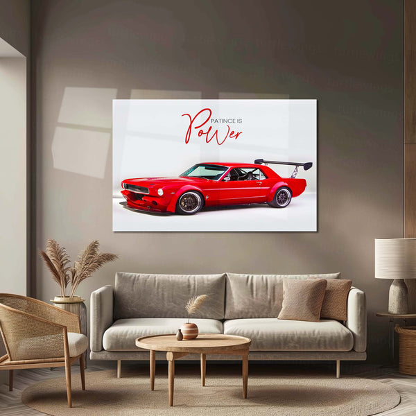 Patience is Power – Ford Mustang Fastback Metal Frame | Vintage Muscle Car Wall Art