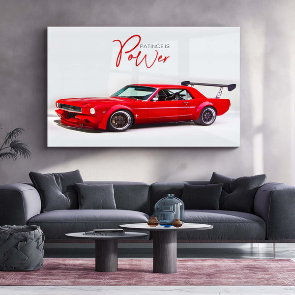 Patience is Power – Ford Mustang Fastback Metal Frame | Vintage Muscle Car Wall Art