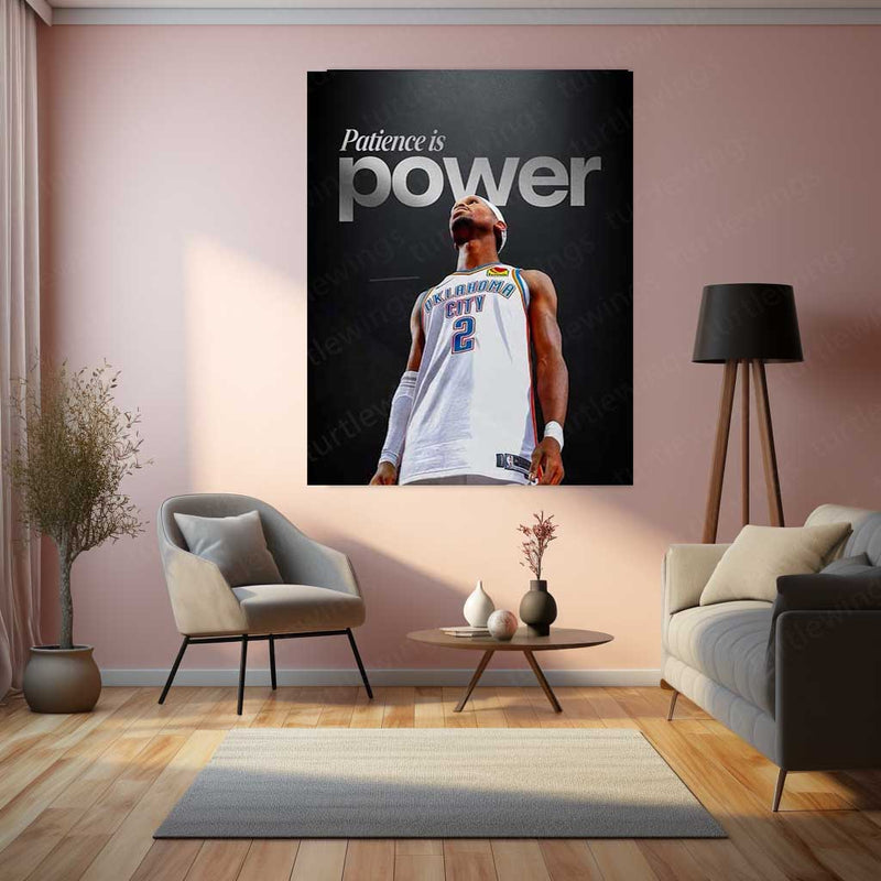 Patience is Power – Shai Gilgeous-Alexander Motivational Metal Poster | Basketball Growth Mindset Wall Art