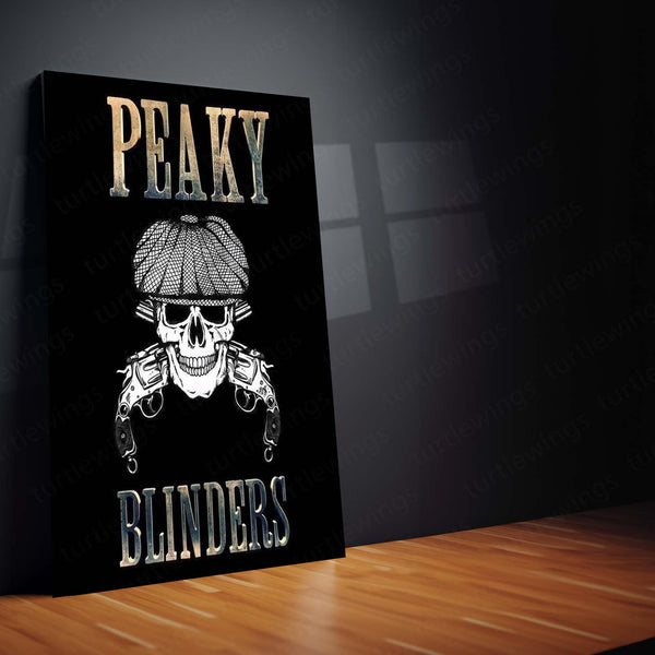 Peaky Blinders Skull & Guns – Dark Vintage Gangster Art Metal Poster | Retro Crime Wall Frame