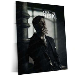 Quote Metal Poster | Take the Risk Motivational Metal Poster | Vintage Gangster Mindset Wall Art | Black & White Success Metal Print