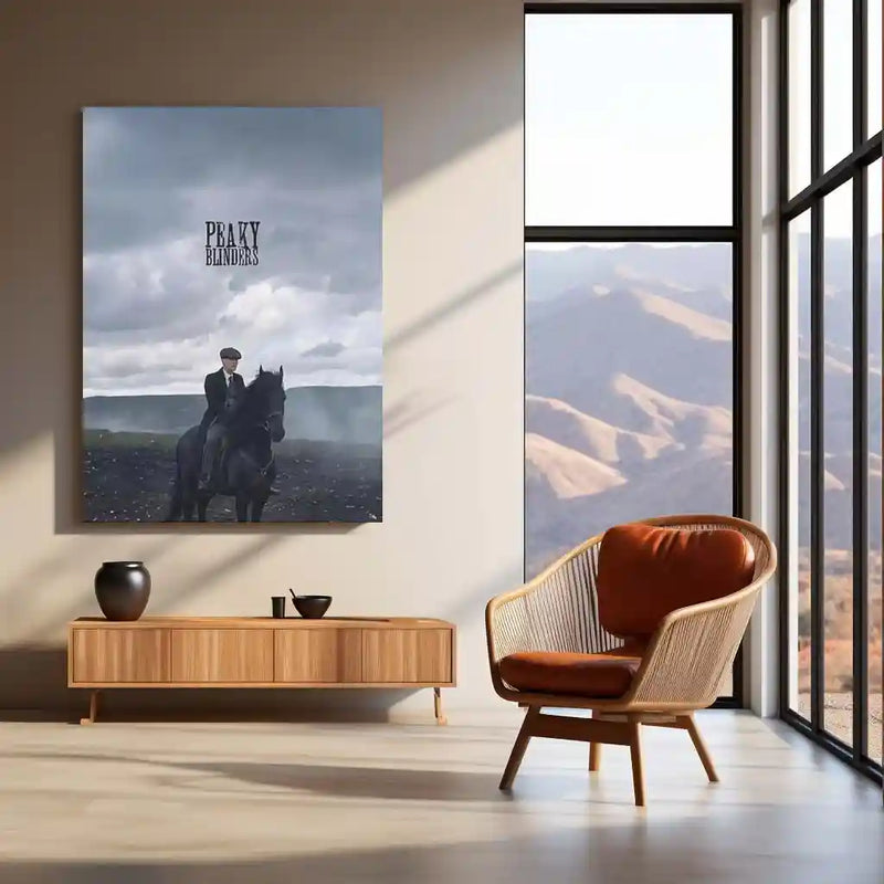 Movies & Series Metal Poster | Peaky Blinders Metal Poster | Thomas Shelby Horse Scene Wall Art | Dark Cinematic Frame | Peaky Blinders Series Decor - TURTLEWINGS 
