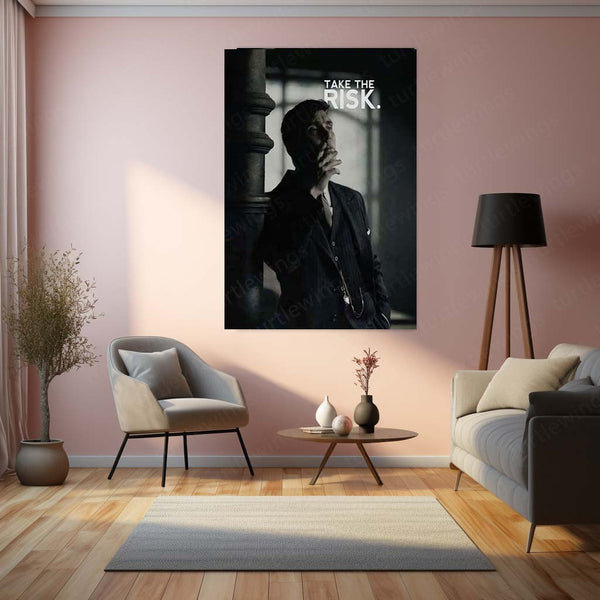 Quote Metal Poster | Take the Risk Motivational Metal Poster | Vintage Gangster Mindset Wall Art | Black & White Success Metal Print