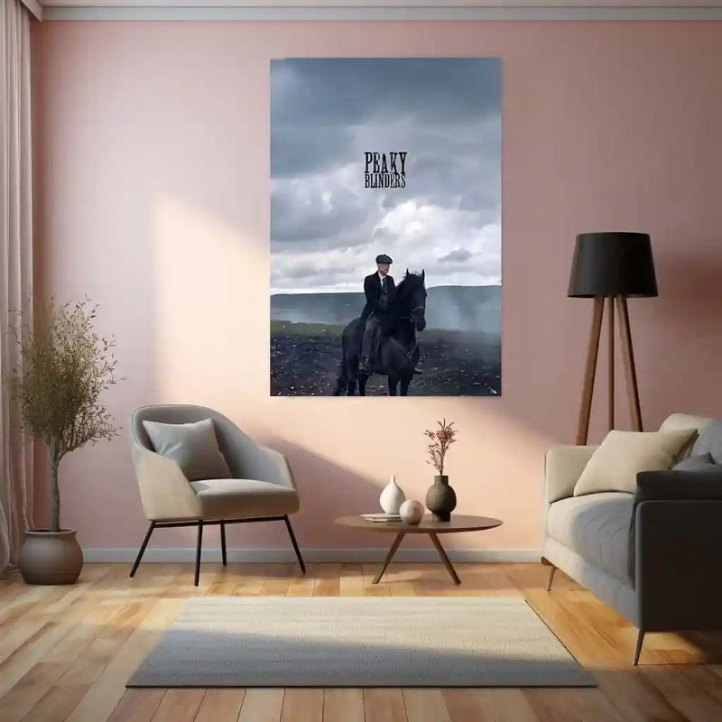 Movies & Series Metal Poster | Peaky Blinders Metal Poster | Thomas Shelby Horse Scene Wall Art | Dark Cinematic Frame | Peaky Blinders Series Decor - TURTLEWINGS 
