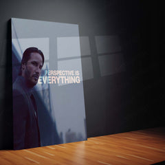 Perspective Is Everything” – Keanu Reeves Motivational Metal Frame | Wisdom Wall Art | Thought-Provoking Quote for Depth Seekers