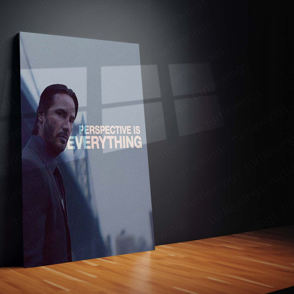 Perspective Is Everything” – Keanu Reeves Motivational Metal Frame | Wisdom Wall Art | Thought-Provoking Quote for Depth Seekers