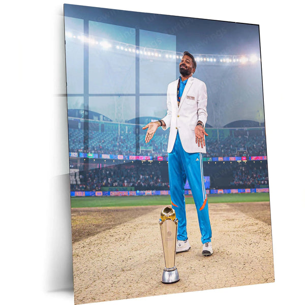 Hardik Pandya | Indian Team Champions Trophy 2025 Winner | Metal Poster - TURTLEWINGS 