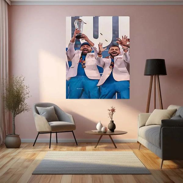Virat Kohli and Rohit Sharma | Indian Team Champions Trophy 2025 Winner | Metal Poster (Copy) - TURTLEWINGS 