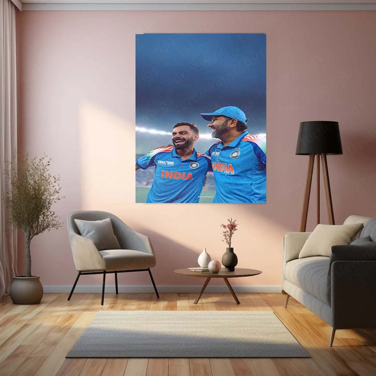 Virat Kohli and Rohit Sharma | Indian Team Champions Trophy 2025 Winner | Metal Poster