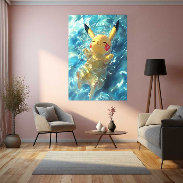 Anime Metal Poster | Pikachu – Pokémon Portrait Metal Poster | Electric-Type Anime Wall Frame