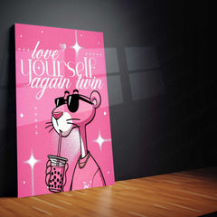 Pink Panther – “Love Yourself Again, Twin” Metal Poster | Retro Cool x Self-Love Wall Art