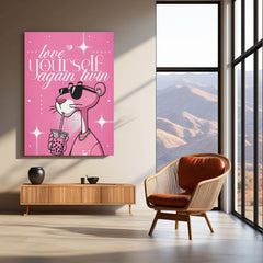 Pink Panther – “Love Yourself Again, Twin” Metal Poster | Retro Cool x Self-Love Wall Art